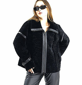 Black Shearling Aviator - czarny kożuszek