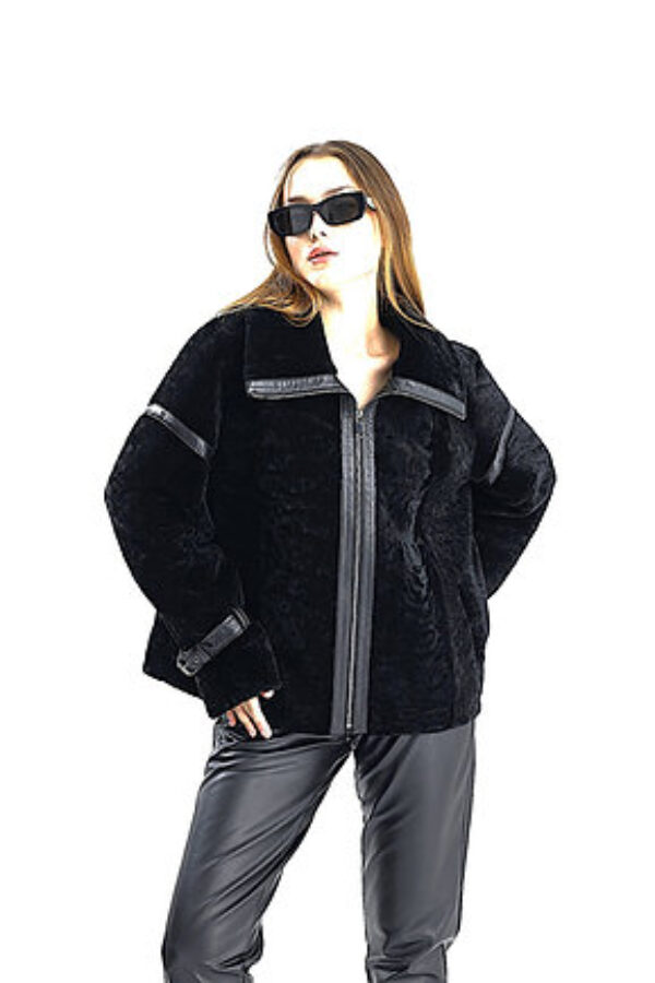 Black Shearling Aviator - czarny kożuszek