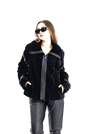 Black Shearling Aviator - czarny kożuszek - obrazek 8
