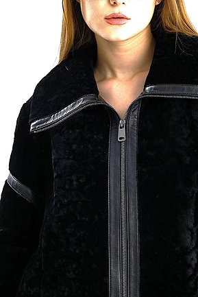 Black Shearling Aviator - czarny kożuszek - obrazek 2