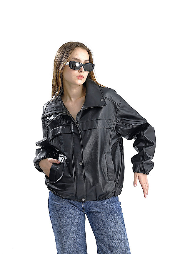 Black Bomber - sportowy skórzany look - obrazek 15