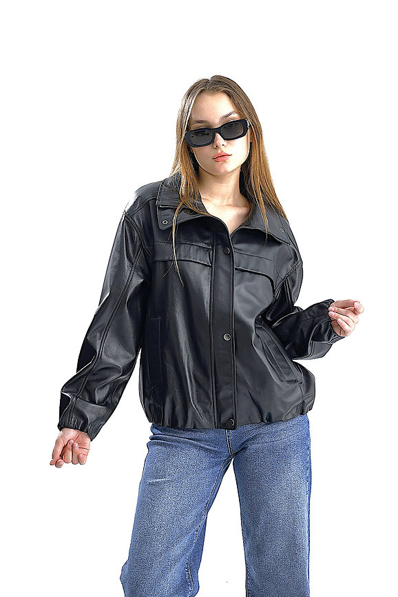 Black Bomber - sportowy skórzany look - obrazek 6